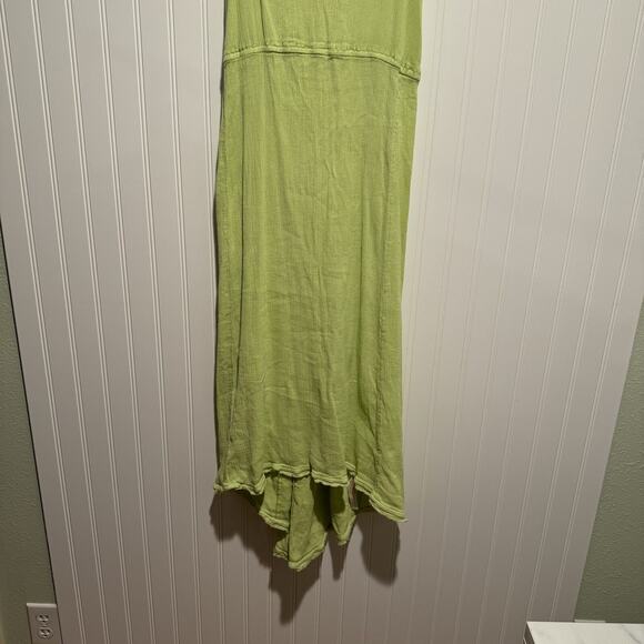 Anthropologie Daily Practice Lime Green Gauzy Cotton Midi Dress Comfy Size Large - Picture 3 of 8